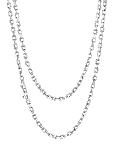 Richsteel Herren Damen Rolokette Halskette Edelstahl Gliederkette in 5mm breit Massive Rolokette in 46cm lang für Geburtstag Vatertag Weihnachten von Richsteel