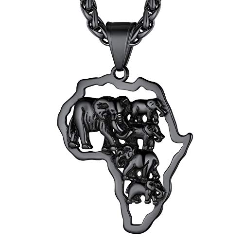 Richsteel herren jungen Afrikanische Afrika Halskette mit Elefant Anhänger Afrika Karte Kette mit Geschenkebox für Geburtstag Valentinstag von Richsteel