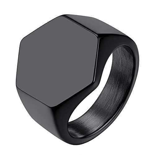 Richsteel Herren Männer Fingerring 7mm breit Geometrischer Hexagon Ring Herren Männer Fingerring für Weihnachten Valentinstag Geburtstag von Richsteel