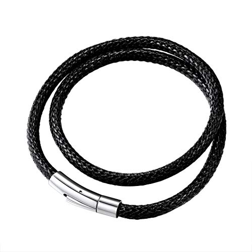 Richsteel Herren doppelt Armband aus Leder mit Edelstahl Dreverschluss für Kinder und Jugendlichen von Richsteel