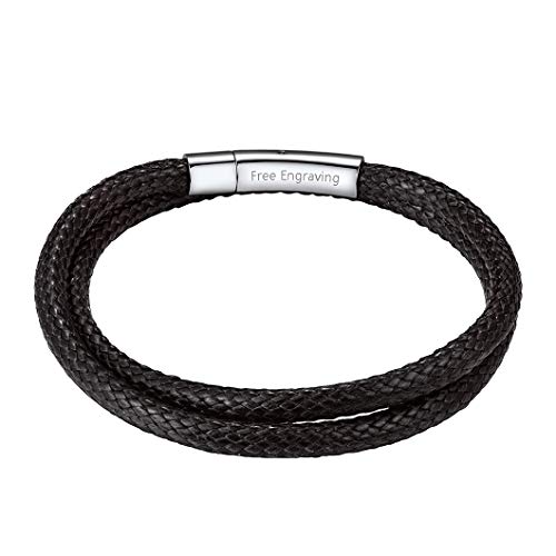 Richsteel Herren doppelt Armband aus Leder mit Edelstahl Dreverschluss für Kinder und Jugendlichen von Richsteel