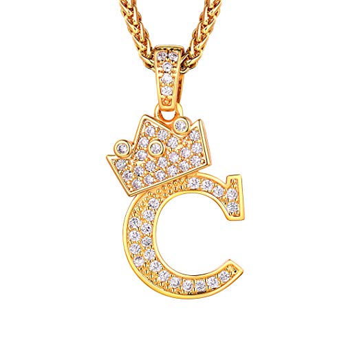 Richsteel Bling 18k vergoldete Krone Damenkette mit Anhänger Buchstabe C mit Zirkon mit Schmuckbox für Mädchen und Jungen Richsteel Bling 18k vergoldete Krone Damenkette mit Anhänger Buchstabe C mit Zirkon mit Schmuckbox für Mädchen und Jungen von Richsteel