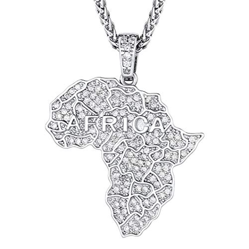 Richsteel Afrika Kette Herren Kette mit Afrika Karte Anhänger CZ Zirkonia Schmuck für Damen und Männer von Richsteel