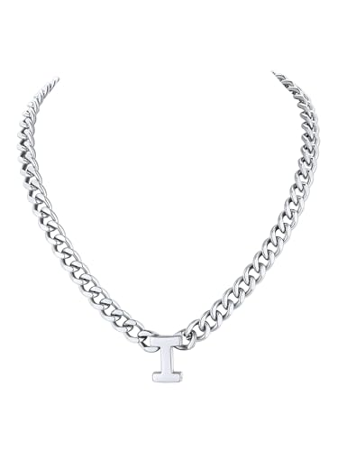 Richsteel Initial Herren Damen Halskette I Cuban Link Kette für Frauen Silber Schmuck Valentinstag Geschenke für Ihn/Her von Richsteel