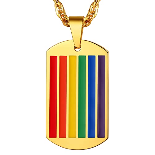 Richsteel LGBT Anhänger Gold Männlich Weiblich Halskette Gay Lesbian Pride Regenbogen Plaque Dog Tag Edelstahl Schmuck Homosexuelle Liebe Paare von Richsteel