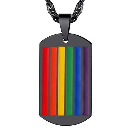 Richsteel LGBT Anhänger Schwarz Männlich Weiblich Halskette Gay Lesbian Pride Regenbogen Plaque Dog Tag Edelstahl Schmuck Homosexuelle Liebe Paare von Richsteel