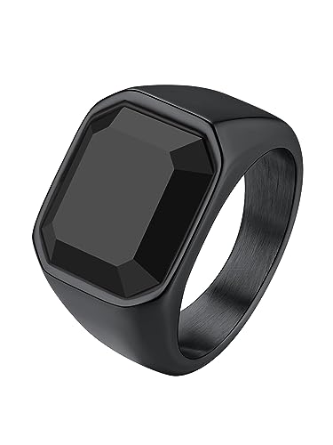 Richsteel Onyx Ring Herren Edelstahl Ring mit Stein Damen Achat Biker Größe 72.3mm Schwarz von Richsteel