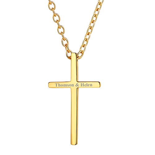 Richsteel Personallisierte 18k vergoldet herrenkette mit Anhänger Kreuz Herren Schmuck mit Geschenkebox für Herren von Richsteel