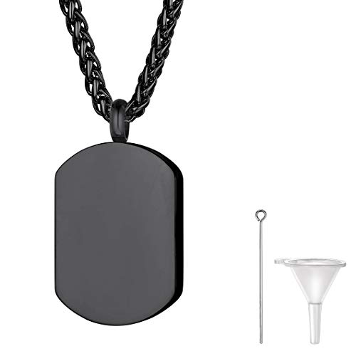 Richsteel Schwarz Dog Tag Halskette aus Edelstahl Halskette mit Anhänger Dog Tag für Kinder und Jungendlichen von Richsteel