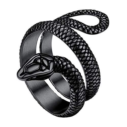 Richsteel Schwarz Snake Fingerring in Größe 67 Punk Gotik Verschlungener Schlangenring für Herren Jungen Vintag Schlange Schmuck für Freunden Ehemann Model von Richsteel