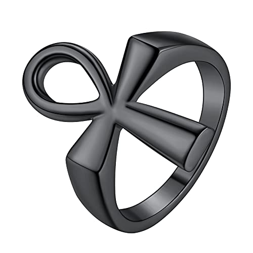 Richsteel Schwarz ägpytisches Kreuz Fingerring Retro Ankh Kreuz Ring in Ringgröße 54.4 Herren Männer Fingerring von Richsteel