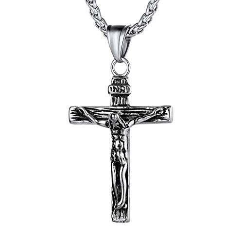 Richsteel Silber Kreuzkette herren INRI Jesus Kreuz kette mit Geschenkebox für Jungen und Herren von Richsteel