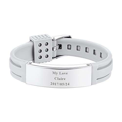 Richsteel Silikon ID Armband Personalisierter Armband mit Gravur für Eltern Paar Pärchen Einstellbarer Freundschafts Partnerarmband von Richsteel