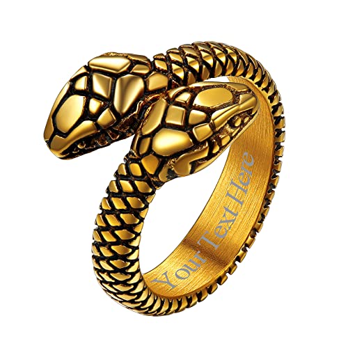 Richsteel Vintag Schlangenring für Herren Männer Punk Gotik Riesenschlange Fingerring in Größe 65 Gold Schlange Schmuck Persönliche Geschenke für Freunden Ehemann von Richsteel