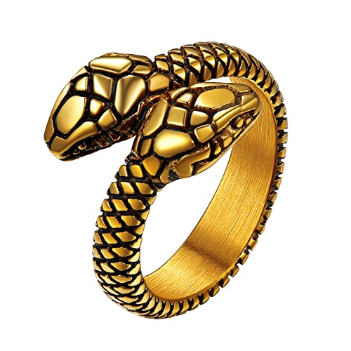 Richsteel Vintag Schlangenring für Herren Männer Punk Gotik Riesenschlange Fingerring in Größe 65 Gold Schlange Schmuck für Freunden Ehemann von Richsteel