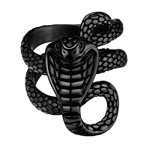 Richsteel Vintage Kobra Schlange Ring für Herren Männer Punk Gotik Schlangenring in Größe 57 Schwarz Snake Fingerring mit Geschenkebox für Valentinstag Geburtstag von Richsteel