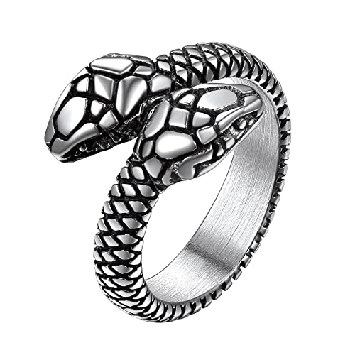 Richsteel Vintage Riesenschlange Fingerring für Herren Männer Punk Gotik Schlangenring in Größe 62 Retro Riesenschlangenring mit Geschenkebox für Geburtstag Valentinstag von Richsteel