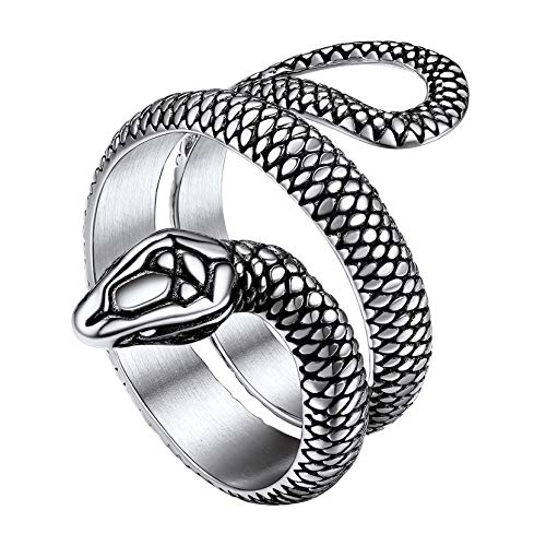 Richsteel Vintage Schlange Fingerring für Herren Männer Punk Gotik Schlangenring in Größe 62 Retro Verschlungener Schlangenring mit Geschenkebox für Geburtstag Valentinstag von Richsteel