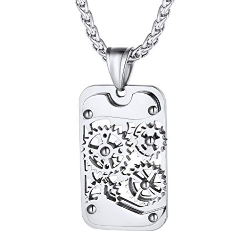 Richsteel Zahnrad Kette Herren Dog Tag Anhänger mit Zahnrad herrenkette für Herren und männer von Richsteel