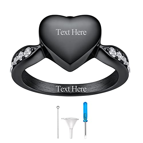 Richsteel anpssbar Fingerring für Asche Feuerbestattung Schmuck Memorial Kremation Herz Ring in Größe 54.4 Einäscherrung Schmuck von Richsteel