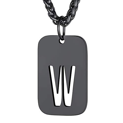 Richsteel buchstabenkette in schwarz Initiale W Alphabet Halskette mit Dog Tag Anhänger von Richsteel