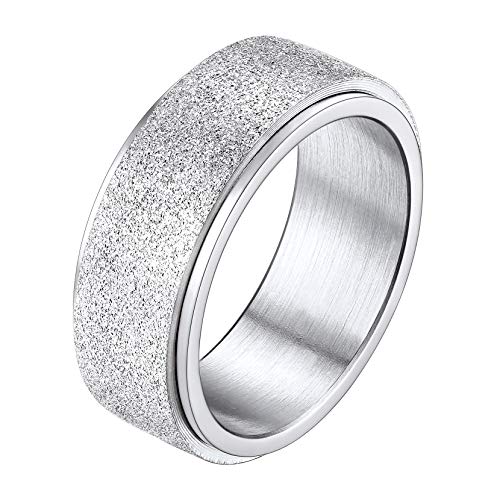 Richsteel Anti-Stress Ring Mann Drehring Größe 57 Edelstahl mit sandgestrahltem Band Breite 8mm - Modeschmuck für Männer Frauen von Richsteel