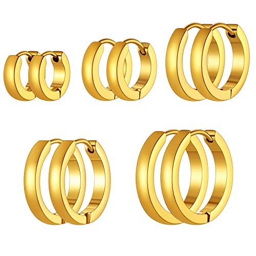 Richsteel goldener Creolen Ohrstecker Set 5 paar kleiner Kreolen Ohrstecker Set Punk Huggie Hoop Ohrstecker Partner Ohrringe für Ehepaar Model Richsteel goldener Creolen Ohrstecker Set 5 paar kleiner Kreolen Ohrstecker Set Punk Huggie Hoop Ohrstecker Partner Ohrringe für Ehepaar Model von Richsteel