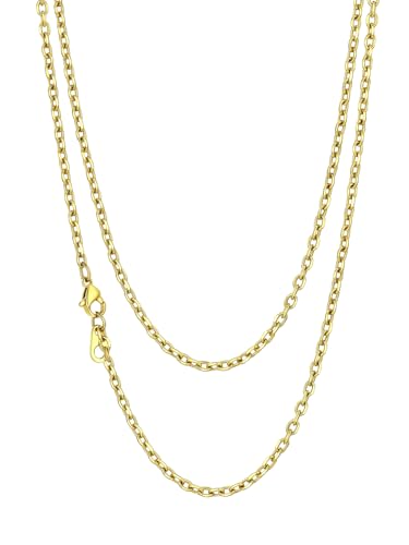 Richsteel goldkette Rolokette für Herren Damen Punk Gliederkette in 3mm breit 71cm lang Hip pop Bikerkette mit Geschenkebox für Model Freunden Ehemann von Richsteel