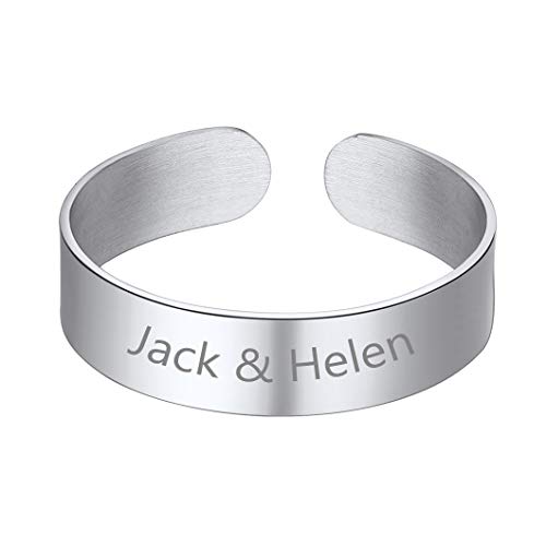 Richsteel herren bandring Hochgepoliert Ring mit Geschenkebox 5mm breit verstellbarer Offener Bandring für Valentinstag Geburtstag von Richsteel