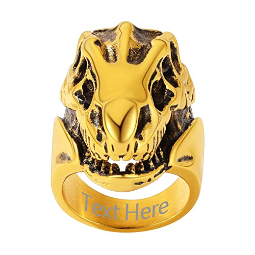 Richsteel personalisierter Dinosaurier Fingerring für Herren Männer Punk Gotik Dinosaurier Ring in Größe 65 Gold Dinosaurier Schmuck für Freunden Ehemann von Richsteel
