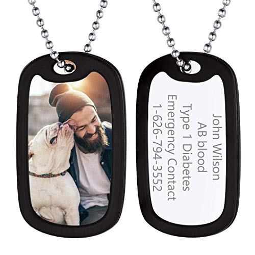 Richsteel personalisierter Dog Tag inkl. Foto Gravur Edelstahl Foto Anhänger für Frauen und Männer von Richsteel