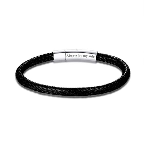 Richsteel personalisierter Edelstahl 22cm schwarz Herren Armband geflochtener Armband mit Drehverschluss für Kindr und Jugendlichen von Richsteel