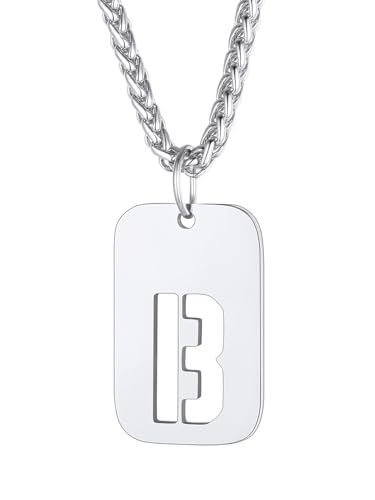 Richsteel Edelstahl Dog Tag anhänger Buchstabe B Halskette mit Geschenkebox für Geburtstag Weihnachten von Richsteel