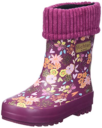 Richter Kinderschuhe Jungen Mädchen Puddleboots Gummistiefel, Plum (Print Flowers), 22 EU von Richter