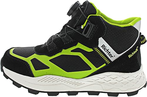 Richter Kinderschuhe Venture Straßen-Laufschuh, Black/Lime/Silver, 34 EU Weit von Richter