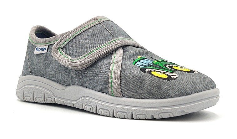 Richter Mailo Hausschuh Klettschuh, Kindergarten Schuh mit Traktor-Motiv von Richter