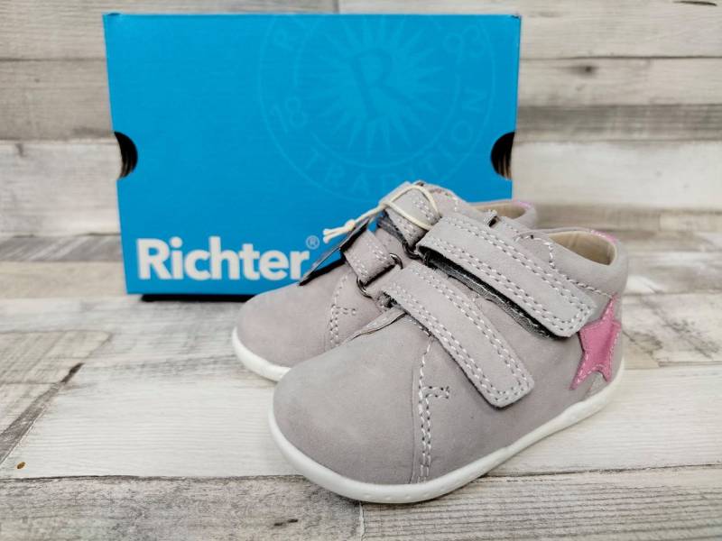 Richter Richter Mädchen Kletthalbschuh grau mit pinkem Stern 25 Klettschuh von Richter