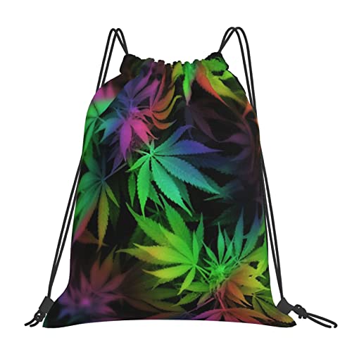 Richugui Colorful Leaf Drawstring Backpack Weeds Drawstring Bags Sports Gym String Bag For Women Men Backpacks Training Yoga Bags von Richugui