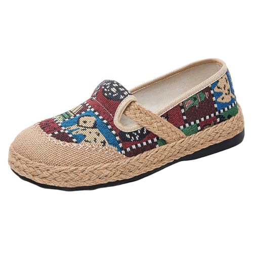 Bequeme Bootsschuhe Loafers Turnschuhe Elegant Weich Leicht Niedrige Schuhe Damen Flache Lässige Wanderschuhe Minimalistische Schuhe Atmungsaktiv, rot, 40 EU von Richymfa