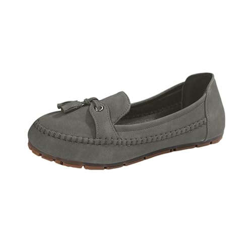Elegante Bootsschuhe Loafers Wanderschuhe Vintage Weich Rutschfest Niedrige Schuhe Damen Outdoor Einfache Geschlossene Sandalen Vorne Damen Minimalistische Schuhe Atmungsaktiv, grau, 37 EU von Richymfa