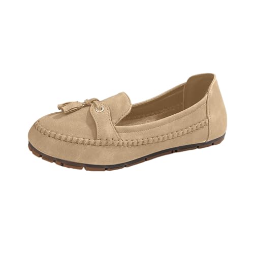 Flache Damenschuhe Elegante Loafers Schuhe Slip on Vintage Leicht Rutschfest Mokassins Damenschuhe Outdoor Weiche Geschlossene Sandalen vorne Wanderschuhe, Khaki, 43 EU Flache Damenschuhe Elegante Loafers Schuhe Slip on Vintage Leicht Rutschfest Mokassins Damenschuhe Outdoor Weiche Geschlossene Sandalen vorne Wanderschuhe, Khaki, 43 EU von Richymfa