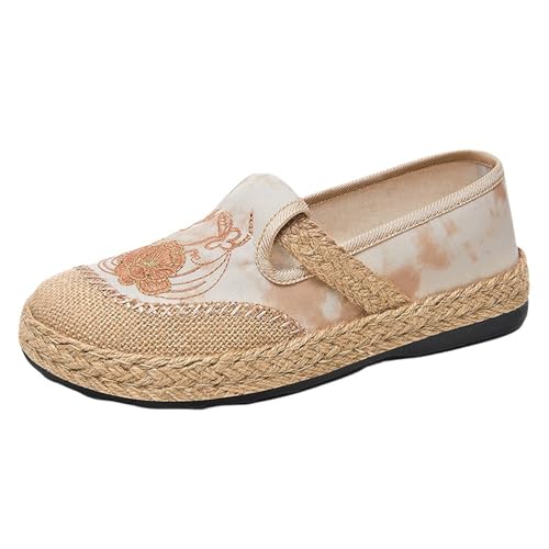Mokassins Damenschuhe Bequeme Loafers Wanderschuhe Sommer Weiche Leichte Bootsschuhe Mode Casual Schuhe Slip on Damen Minimalistische Schuhe Atmungsaktiv, beige, 41 EU von Richymfa