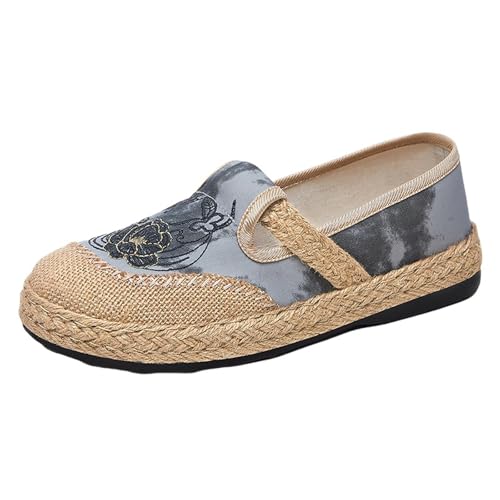 Mokassins Damenschuhe Bequeme Loafers Wanderschuhe Sommer Weiche Leichte Bootsschuhe Mode Casual Schuhe Slip on Damen Minimalistische Schuhe Atmungsaktiv, grau, 38 EU von Richymfa