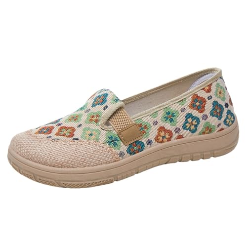 Niedrige Schuhe Damen Sommer Loafers Wanderschuhe Vintage Casual Rutschfeste Mokassins Damenschuhe Outdoor Einfache Geschlossene Sandalen vorne für Frühling, Sommer, grün, 40 EU von Richymfa