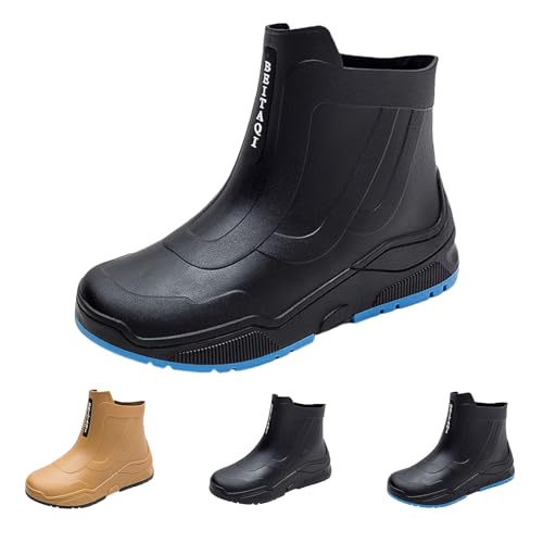 Richymfa Gummistiefel Herren Kurze rutschfeste Wanderschuhe Winddicht Bequeme Walking Strapazierfähige Rain Boots Angeln Mode Gefütterte Stiefel Für Regen Herren Niedrig, blau, 43 EU von Richymfa