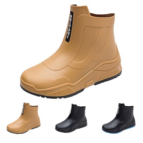 Richymfa Gummistiefel Herren Kurze rutschfeste Wanderschuhe Winddicht Bequeme Walking Strapazierfähige Rain Boots Angeln Mode Gefütterte Stiefel Für Regen Herren Niedrig, gelb, 39 EU von Richymfa