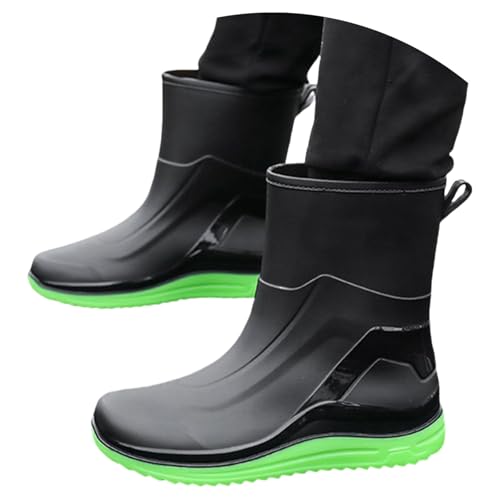 Richymfa Gummistiefel Herren Regen Elegant Winddicht Walking Wasserdicht Leichte Trekkingschuhe Outdoor Rain Boots Angeln Bequeme Regenschuhe Herren Bequeme Schuhe, grün, 42 EU von Richymfa