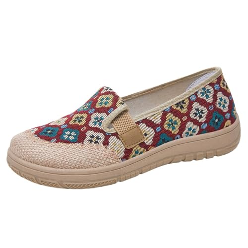 Sommerbootschuhe Loafers Turnschuhe Bequeme weiche einfache Damenschuhe Loafers Outdoor Leichte Wanderschuhe Sommerschuhe Niedrig Frühling, rot, 38 EU von Richymfa