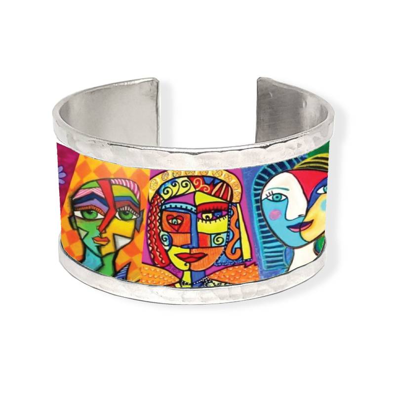 Aluminium Armband - Armreif Inspiriert in Pablo Picasso Gesichtern. Personalisierter Text Innen von Riciclatta