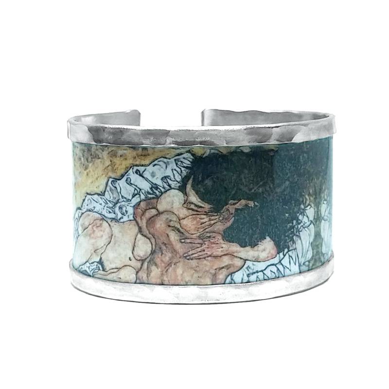 Armband - Armreif Inspiriert in "Die Umarmung" Von Egon Schiele, Gefertigt Aus Aluminium. Personalisierter Text Auf Der Innenseite von Riciclatta